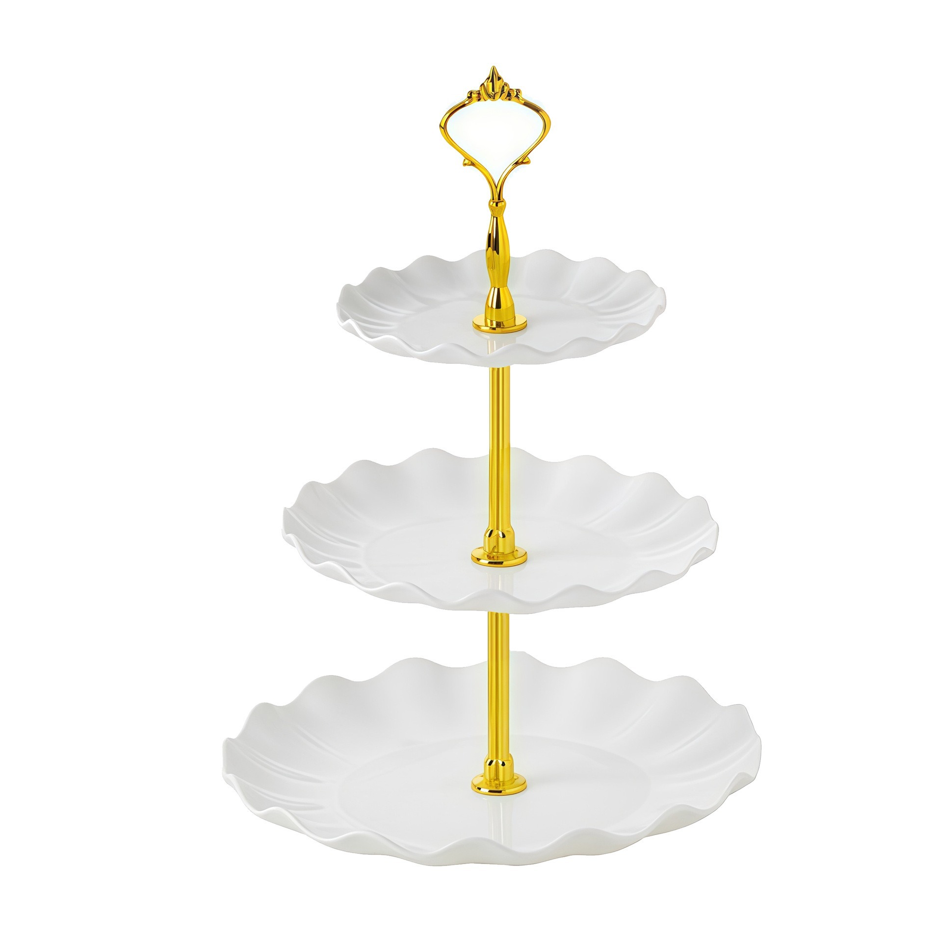 Tres capas de bandeja de pastel, bandeja de dulces, recepción, sala de estar, bandeja de refrigeración doméstica, sensación de alto nivel, lujo ligero, bandeja de frutas secas multicapa.