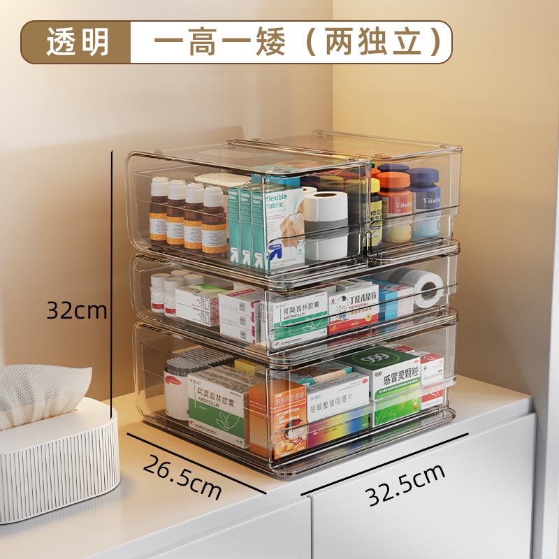 家庭用薬箱多層収納ボックス引き出し型薬透明薬オーガナイザー収納ラックデスクトップ工場直販|undefined