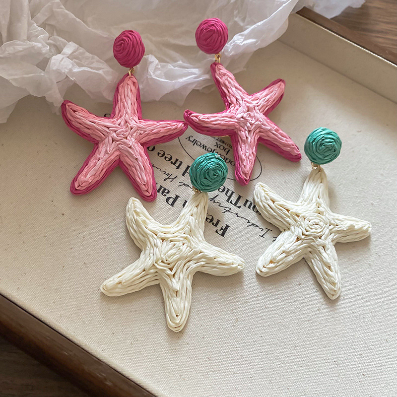 16g Weight Electroplated Gold Plating Process 316 Stainless Steel Ear Needle Material Drop Earrings Classification 1 Pair Quantity Daily Occasion raffia, Iron Material Starfish Pattern Women's Gender Marine Style Style 1 Pair Marine Style Starfish Raffia Iron Drop Earrings 1