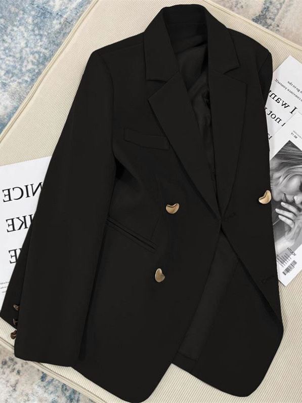 法式春秋冬季新款灰色韩版英伦风西装外套女士百搭宽松时尚小西服|undefined