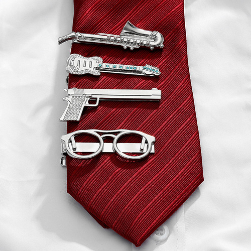 Cross-border best-selling men's shirt suit tie clip minimalist business formal silver blue tie clip
