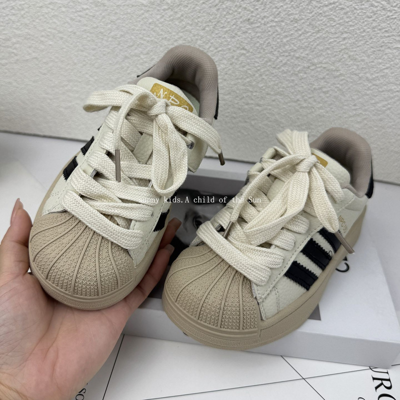 时尚版儿童贝壳头板鞋春秋新款女童运动鞋轻便防滑黑色男童休闲鞋|undefined