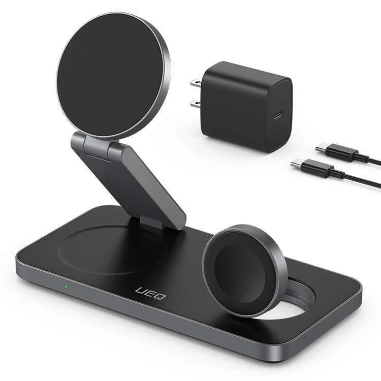 New Hot-Selling Portable Desktop Magnetic Three-In-One Wireless Charger Mobile Phone Watch Earphone Multi-Function Charger New Hot-Selling Portable Desktop Magnetic Three-In-One Wireless Charger Mobile Phone Watch Earphone Multi-Function Charger