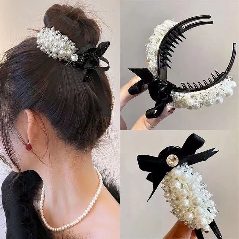 韓国風パールボールヘアクリップ、高級ヘアクリップ、後頭部ヘアアーティファクトクリップ、ヘッドドレス、シャーククリップ|undefined