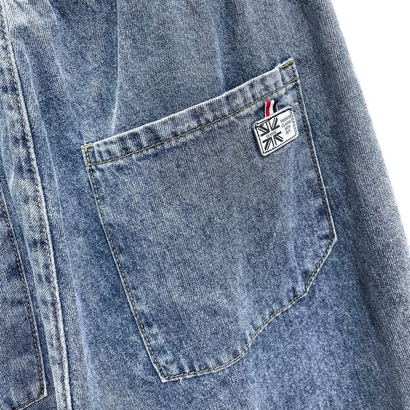 Pantalones cortos de verano, pantalones finos de moda para hombres, 2024 nuevos jeans casuales sueltos de verano recortados