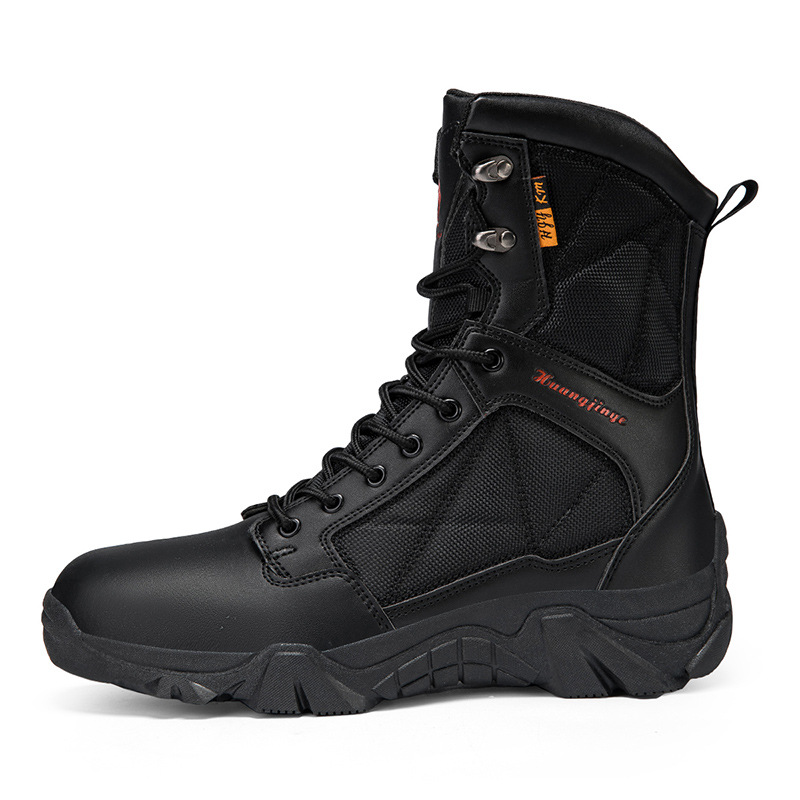 Botas tácticas de acero de alto perfil, botas militares para hombres, zapatos de seguridad al aire libre impermeables y resistentes a la nieve.