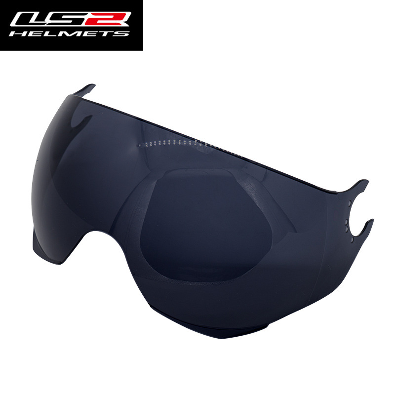 LS2 lente del casco de la motocicleta OF562 medio casco largo y corto lente transparente té negro plateado colorido unisex