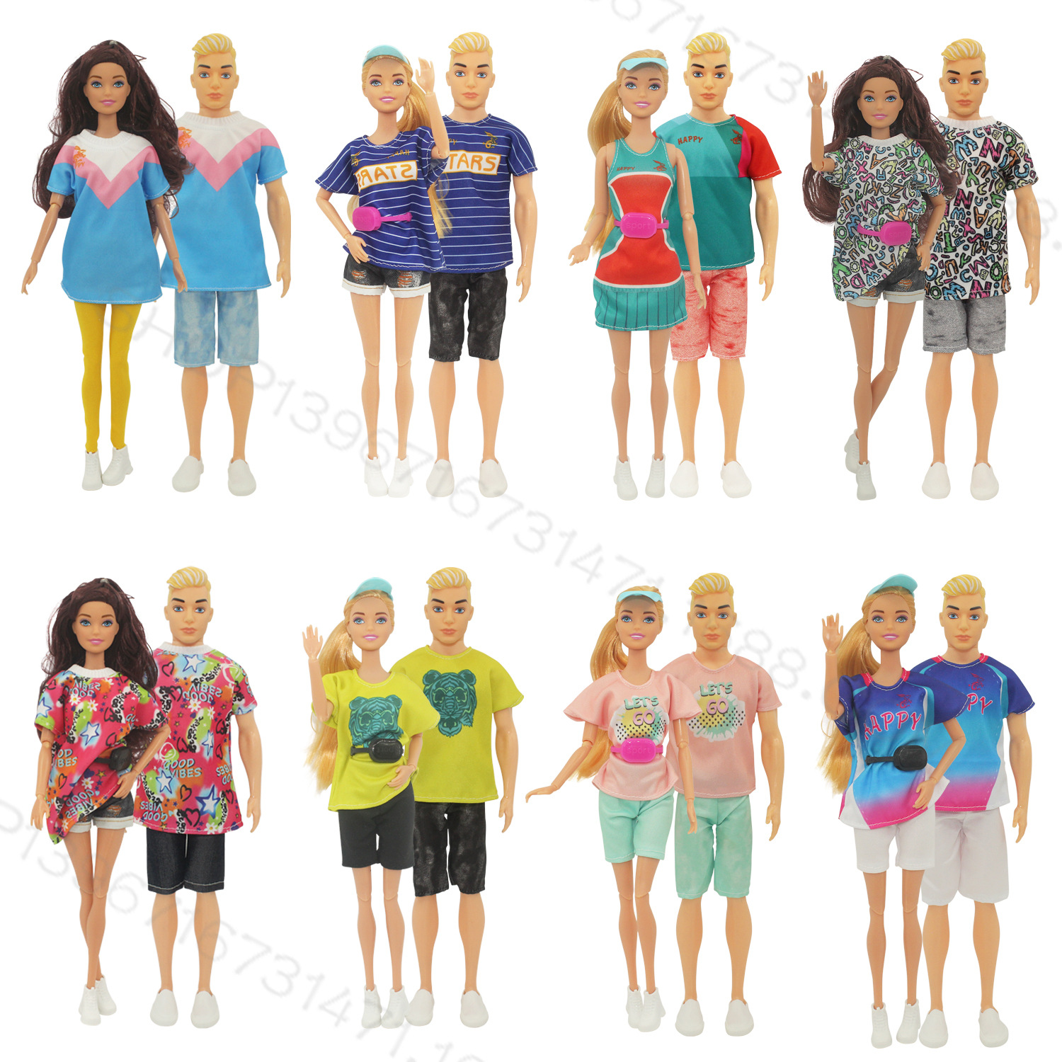22 optional Barbie doll couple suit clothes sports casual men and women fashion doll clothing