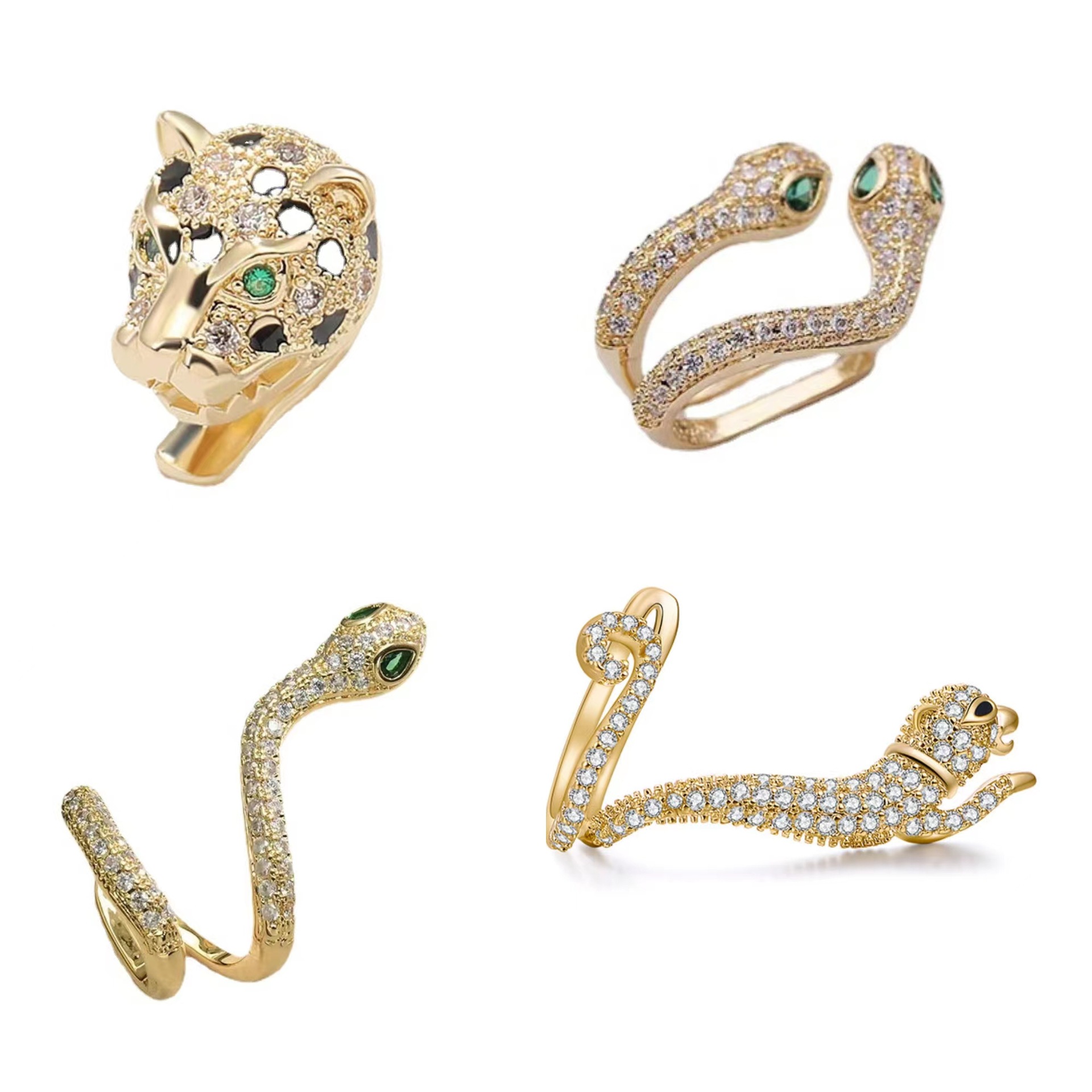 1 Piece Retro Snake Leopard Inlay Copper Zircon Ear Clips display picture 1