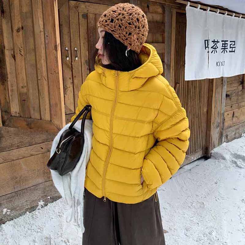 New Style White Duck down Fashionable Loose Hooded Simple Cloud-Like down Jacket for Women