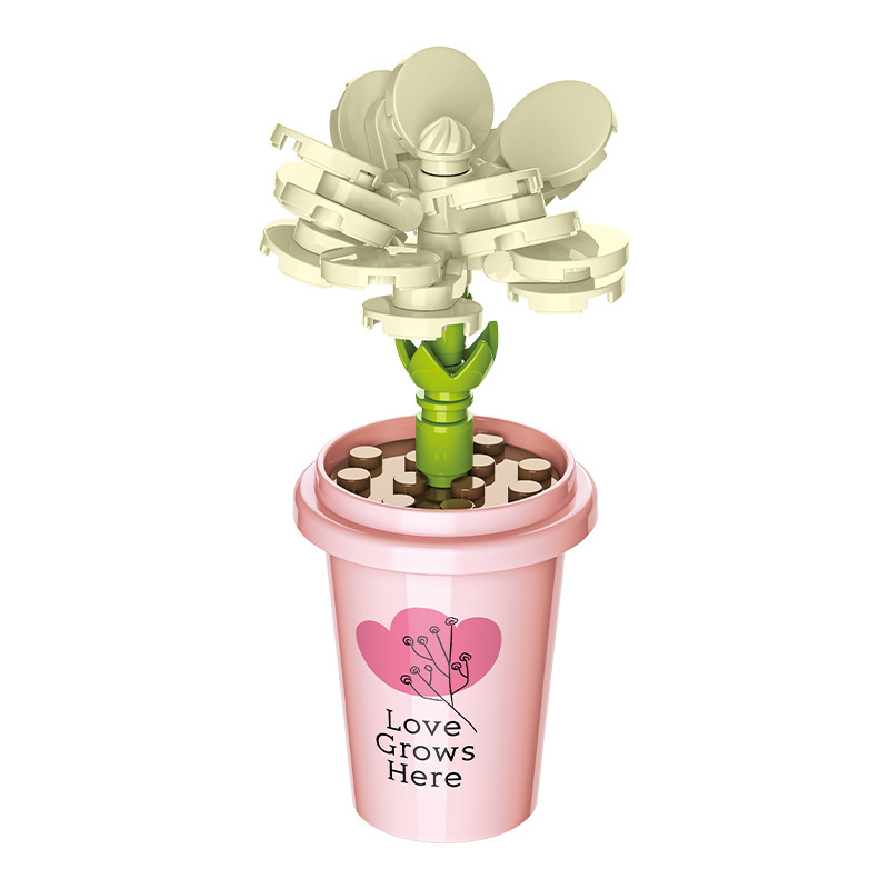 JAKI Jiaqi bloques de construcción suculenta olla montaje decoración interior simulación flor planta juguete lindo regalo la muchacha