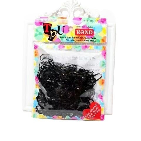 Bolso color negro, banda de goma de alta elasticidad desechable, anillo de cuero, lazo para el cabello, cuerda para el cabello, niña, trenza, placa, accesorios para el cabello image 6