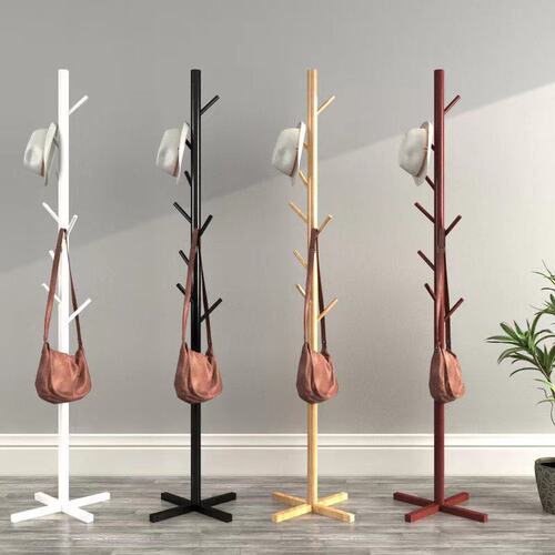 Factory Direct Sales Pine Wood Coat Rack Good Quality Simple Hanger Rustic Freshwood Floor Standing Coat Rack Living Room Bedroom Coat Rack