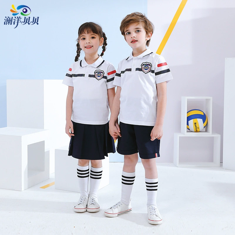 Lanyang Beibei летняя школьная форма костюм для начальной и средней школы одежда для студентов в студенческом стиле колледжа и класса с коротким рукавом детская садовая одежда летняя одежда оптом