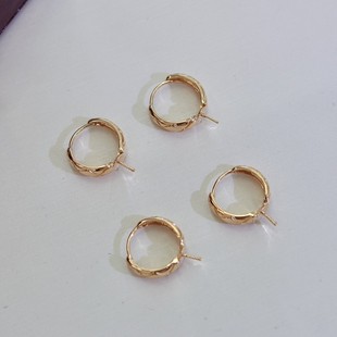 18K Gold Accessories Quilted Small Fragrant Style Earrings Ins European and American Pictures with 7-8mm Beads Accessories Without Beads