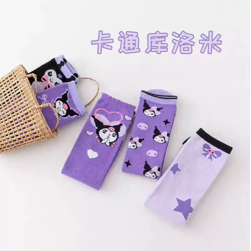 新款儿童袜子库洛米春秋女童透气长筒袜可爱卡通小腿袜童袜宝宝袜