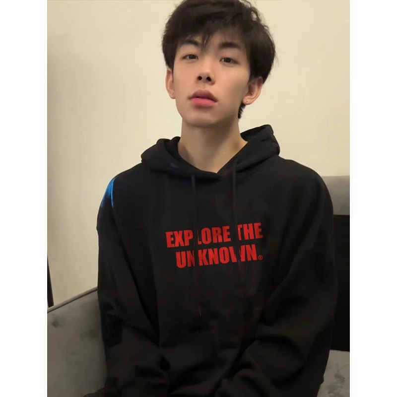 Men's Heavyweight Hooded Sweatshirt Grey Cotton Autumn Style_voghion.com