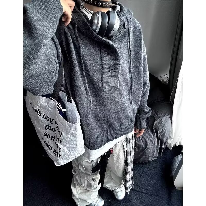 Inspired Oversized Hooded Sweater – Minimalist Unisex Knit Pullover (M-3XL, Soft & Warm Casual Wear For Men & Women)_viptrois.com