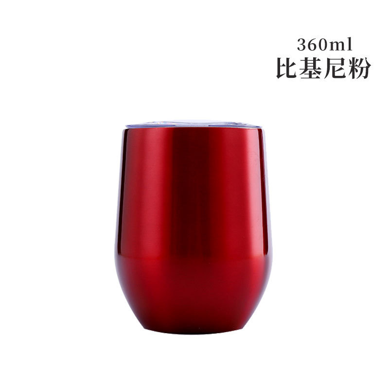 Taza de cáscara de huevo de 12oz transfronteriza regalo de doble capa de acero inoxidable copa de vino tinto taza de vientre grande aislamiento al vacío en forma de U swig pollo
