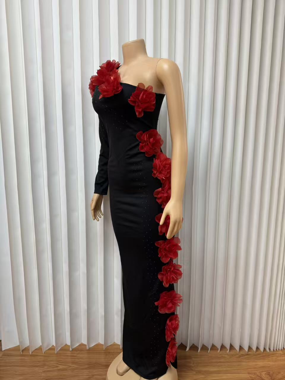 Women's Halter Neck Floral Rhinestone Embellished Bandage Bodycon Dress American Style Long Skirt Fashion Elegant_ecoleips.com