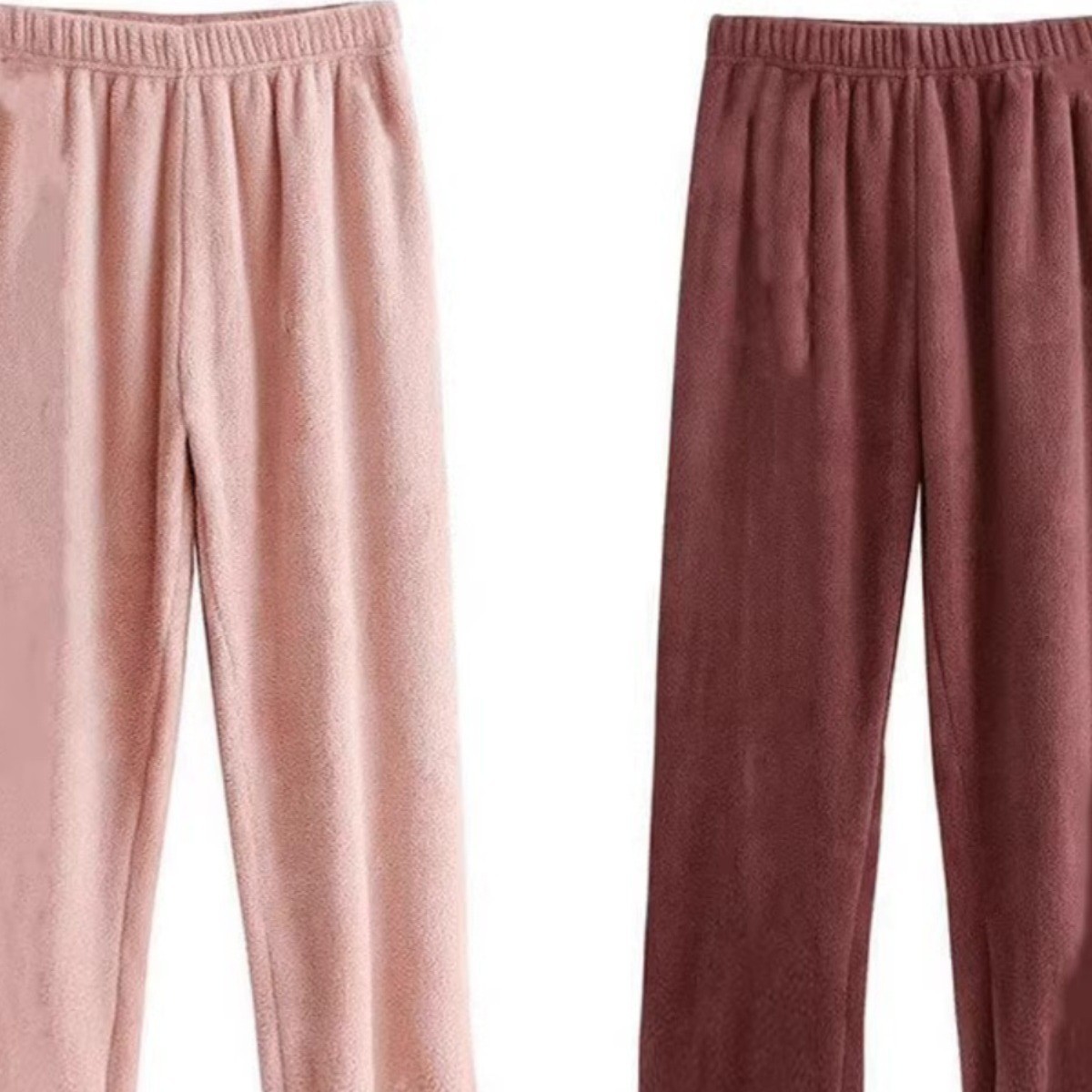 싱글 | 가을, 겨울 남녀용 산호 플리스 홈 팬츠 2장, 실외에서 입을 수 있는 파자마, 스트레이트 레이지 팬츠, 학생용 워밍 팬츠