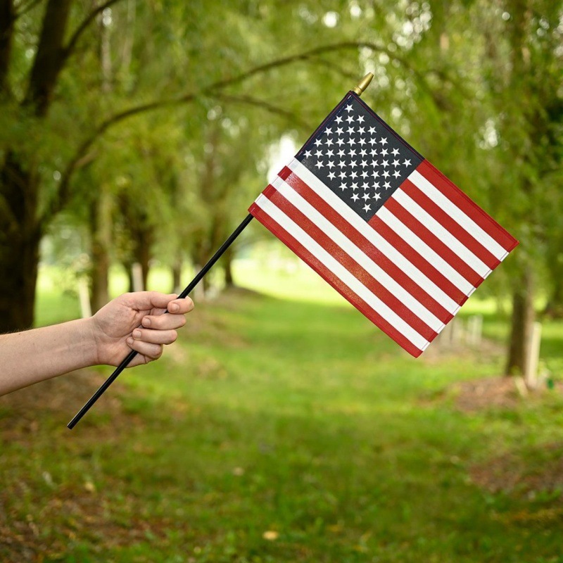 美国涤棉旗帜黑色木杆
