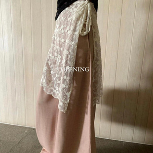Lace Niche Design Ins South Korea Lace-up Vintage Personality Apron Gauze Skirt Strap with Skirt Fart Curtain