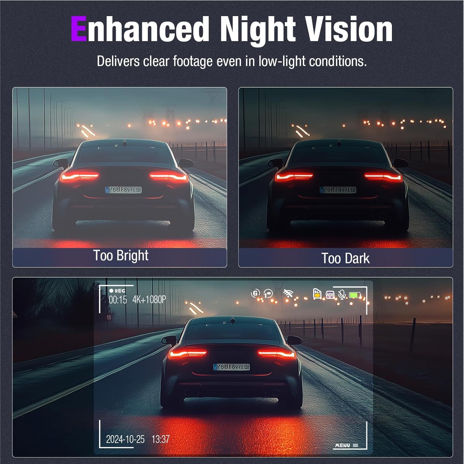 4K 5G WiFi Dash Cam Infrared Night Vision 24H Parking Monitor
