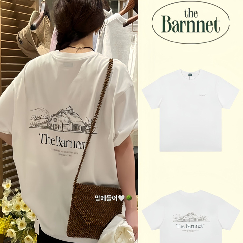 Korean Niche Fashion Brand the Barnnet Eight-Nanny Little House Short-Sleeve Retro Simple Printed Round-Neck T-Shirt for Women Korean Niche Fashion Brand the Barnnet Eight-Nanny Little House Short-Sleeve Retro Simple Printed Round-Neck T-Shirt for Women