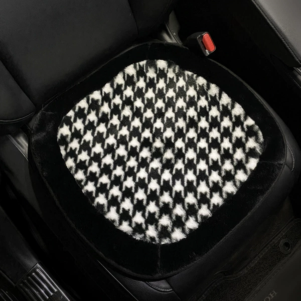 Plush black edge houndstooth--front seat cushion leaflet