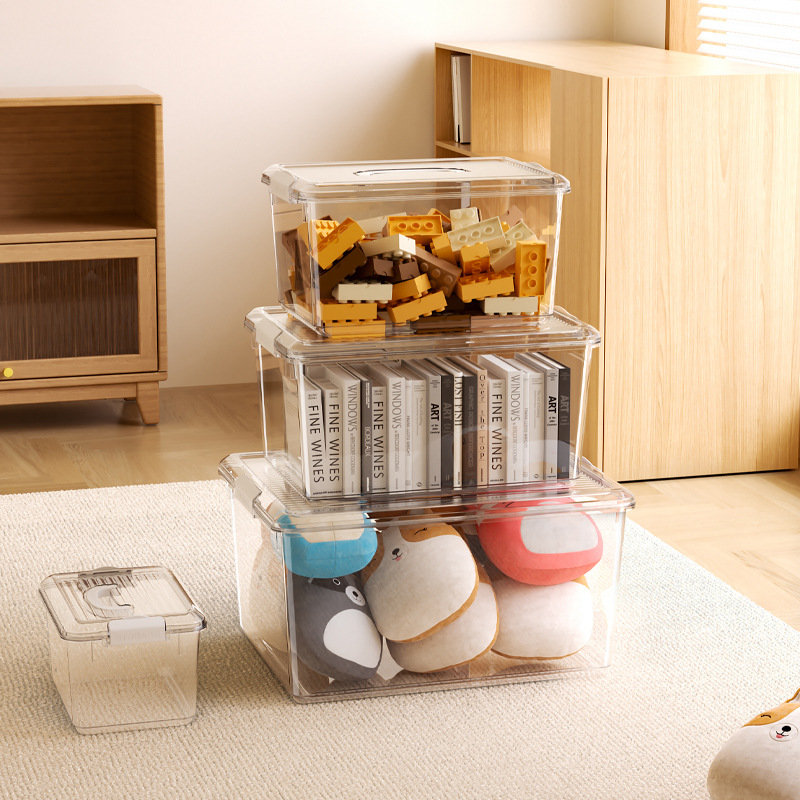 家用大容量透明玩具收纳箱积木收纳盒衣物被子整理箱多规格储物箱
