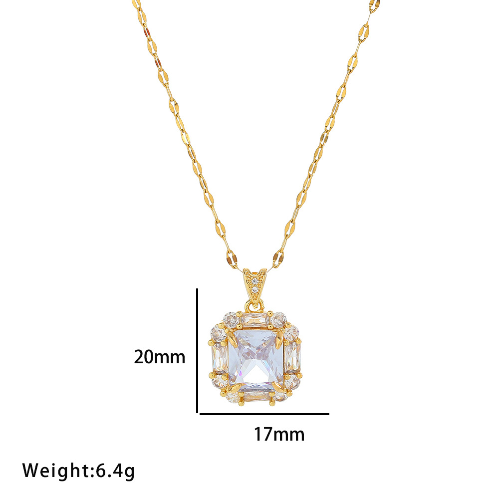 Ensemble de bijoux carrés sertis de diamants, ensemble de collier, boucles d'oreilles et bague de mariée de style palais rétro_voghion.com