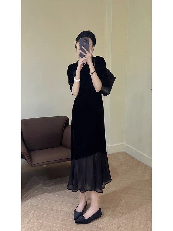 Fashionable Elegant Dress Women's 2025 New Black Skirt Sexy Versatile Autumn Dress Little Black Dress Early Autumn Long Skirt Fashionable Elegant Dress Women's 2025 New Black Skirt Sexy Versatile Autumn Dress Little Black Dress Early Autumn Long Skirt
