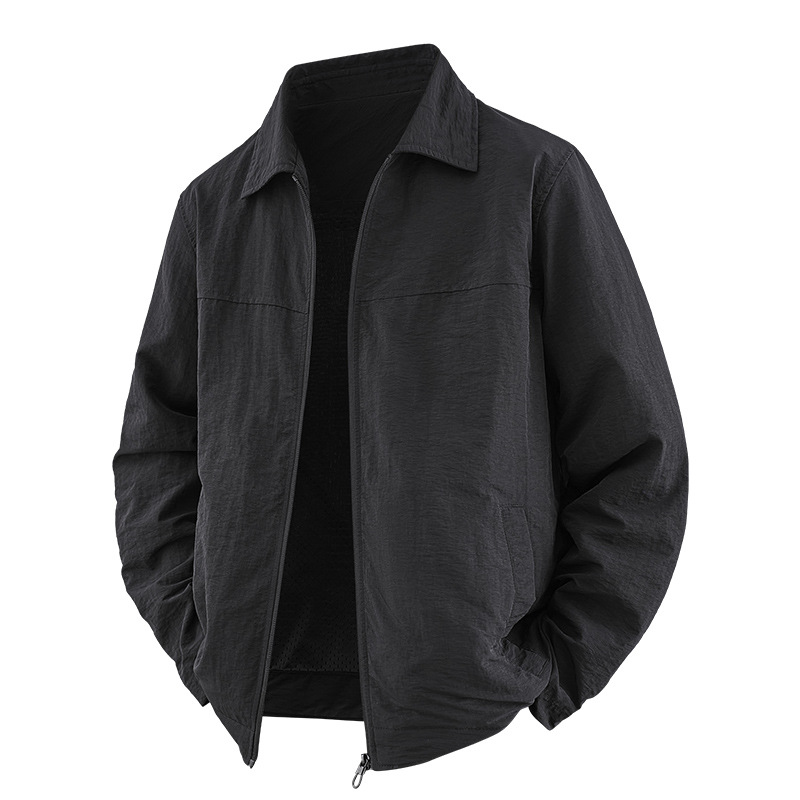 Chaqueta de otoño para hombres primavera y otoño 2025 delgada suelta multifacé casual con solapa transpirable de mediana edad con chaqueta de papá