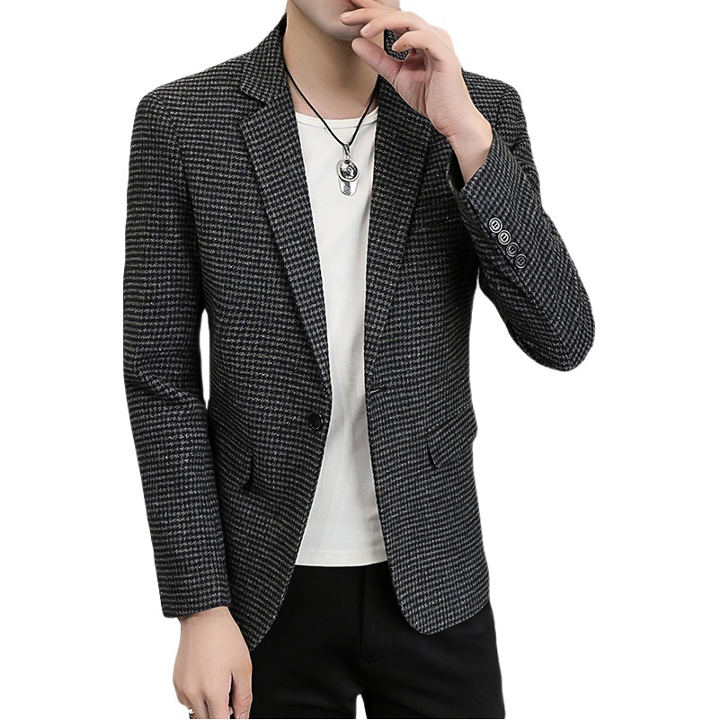 2024 nuevo traje de los hombres en stock pequeño traje coreano moda Plaid casual traje abrigo masculino al por mayor