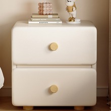 奶油风床头柜小型实木小柜子简约现代2024新款家用卧室创意床边柜