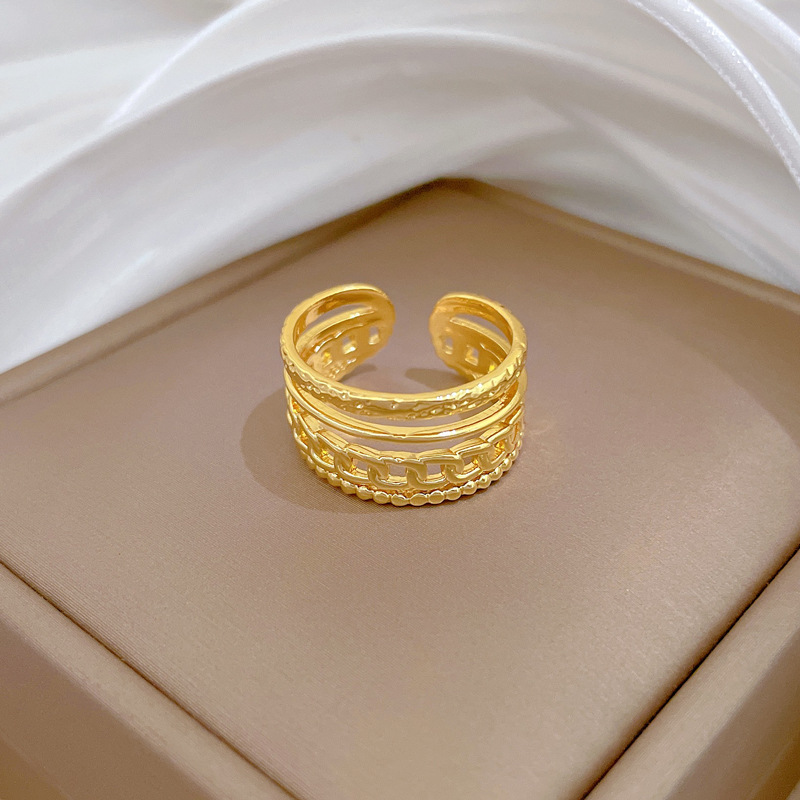 Anello minimalista con catena, regolabile, gioiello semplice, anello giapponese, anello di coppia_voghion.com