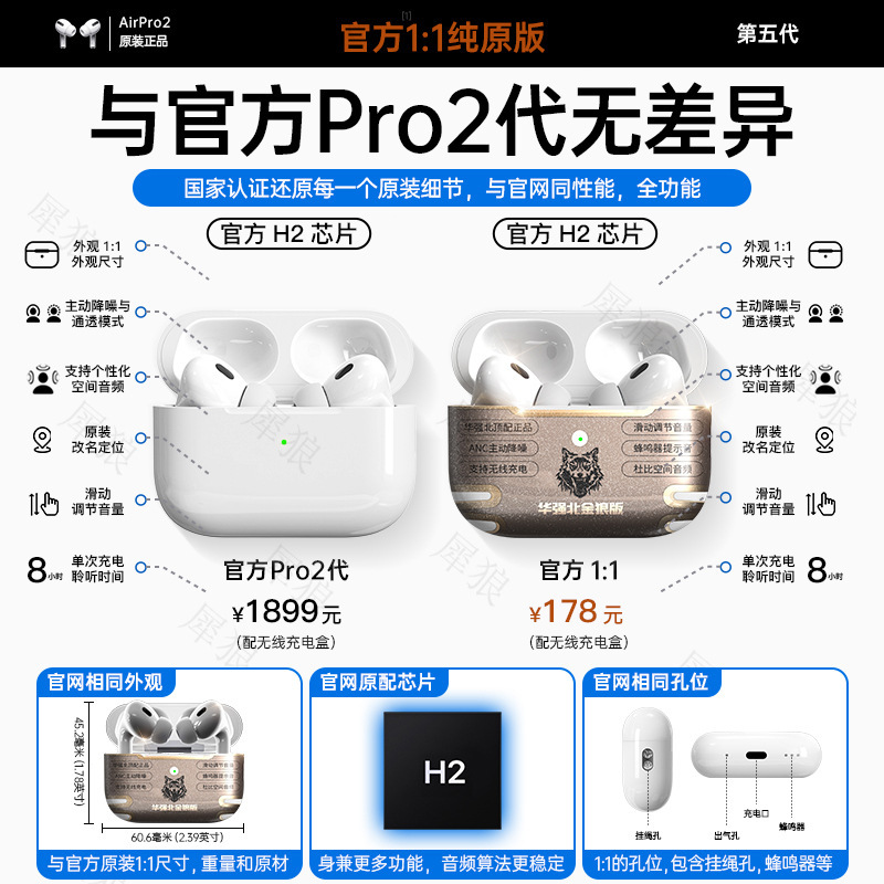 2025新款蓝牙耳机真降噪ANC二代三代四代五代六代七代华强北耳机|undefined