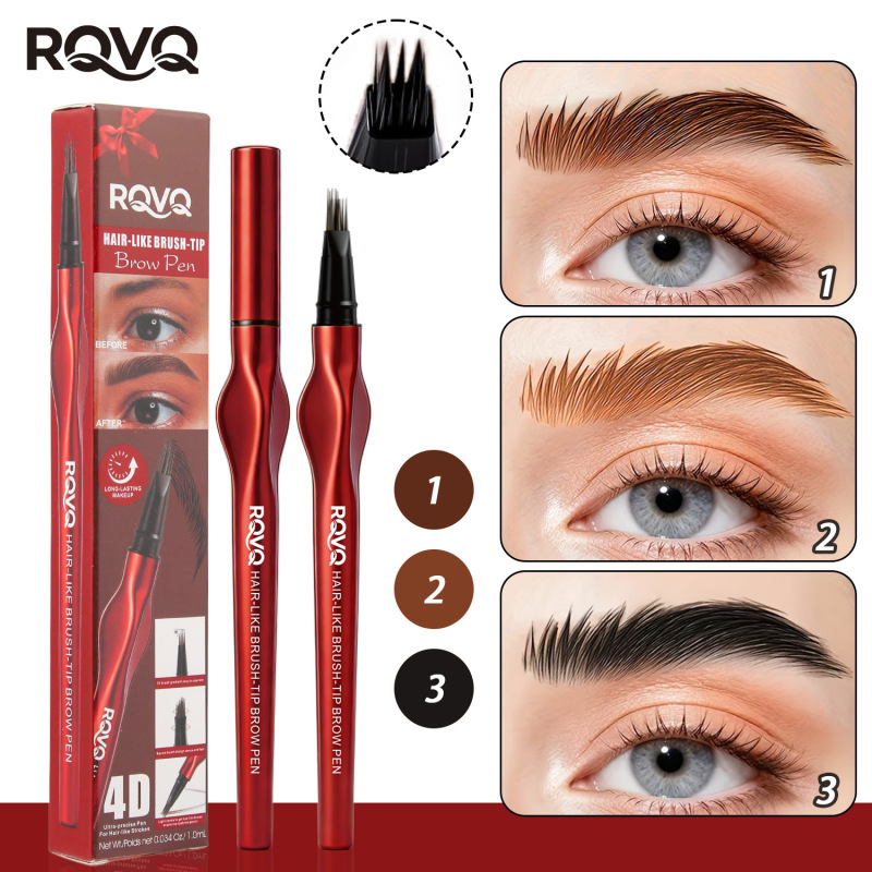 Rqvq Cross-Border Foreign Trade Specializes in Multi-Pronged 4D Eyebrow Pencil for Quick and Distinct Shaping of Natural-Looking Eyebrows, Waterproof and Sweat-Resistant Eyebrow Pencil