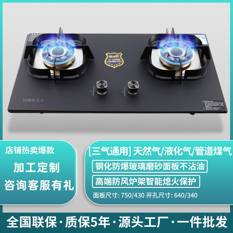 煤气灶家用 双九腔猛火灶具厨卫天然气液化气双边定时 燃气灶批发|ms