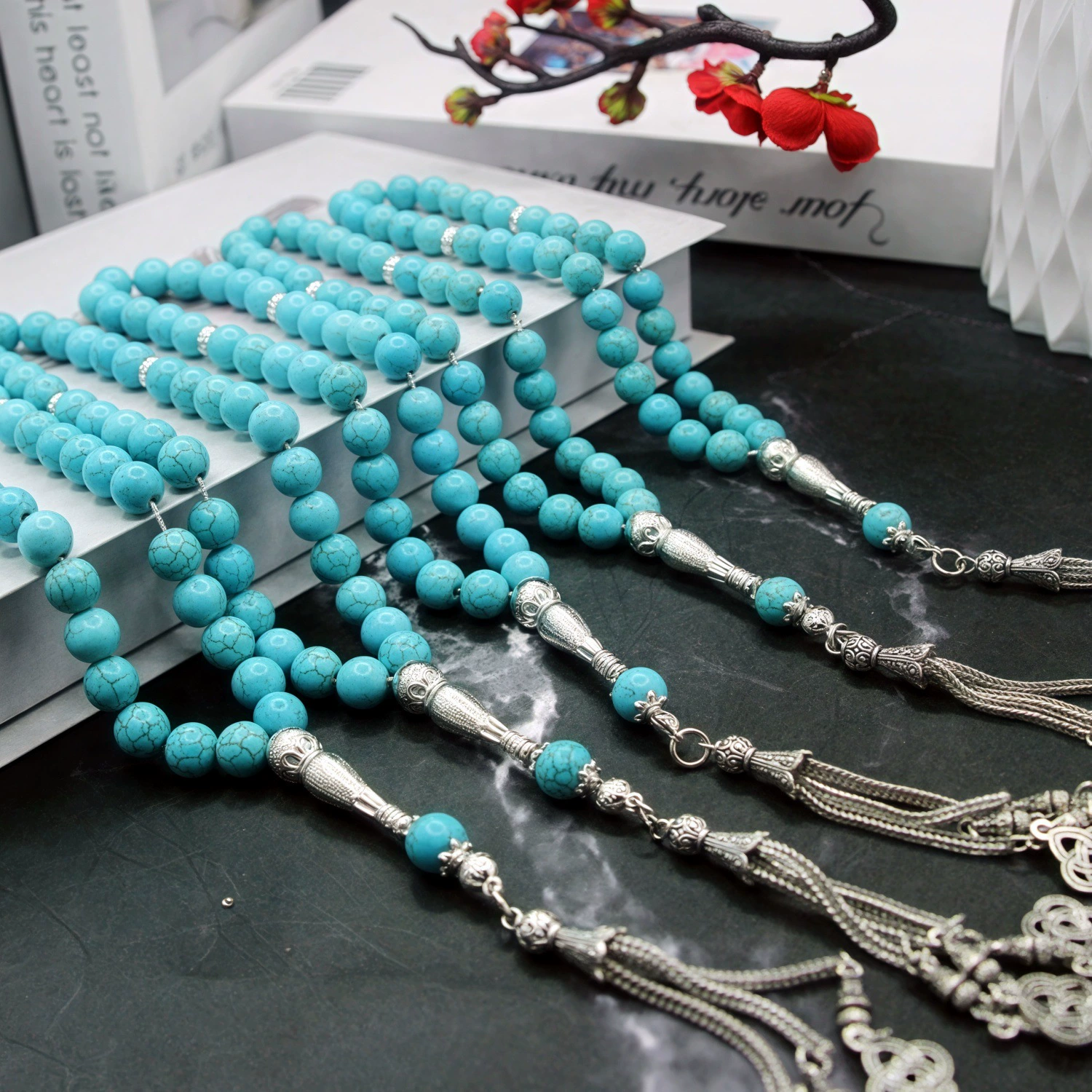 Большие частицы, 33 бусины, 10 ли, цветок, бирюзовый браслет, китайский узел, кулон, ювелирные изделия TEMUSHEN, дропшиппинг, трансграничная доставка, в наличии