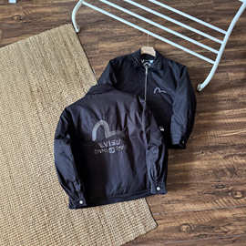 一件代发 秋冬新款福神男士商标刺绣立领加厚休闲棉服夹克外套