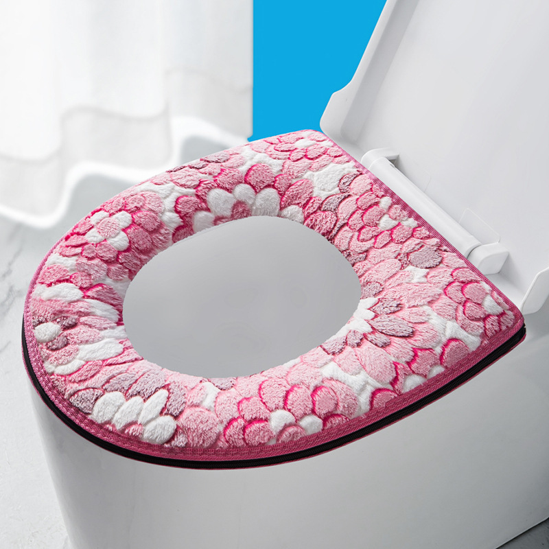 家庭用トイレマットのジッパーを厚くしてボタン式トイレマットの四季通用トイレ座布団を洗うことができる便座カバー|undefined
