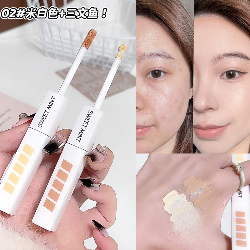Sweet Mint Double Head Concealer Liquor para limpiar la cara y brillar la suavidad facial. Aplicación natural a la piel. Liquor de brillo humectante.