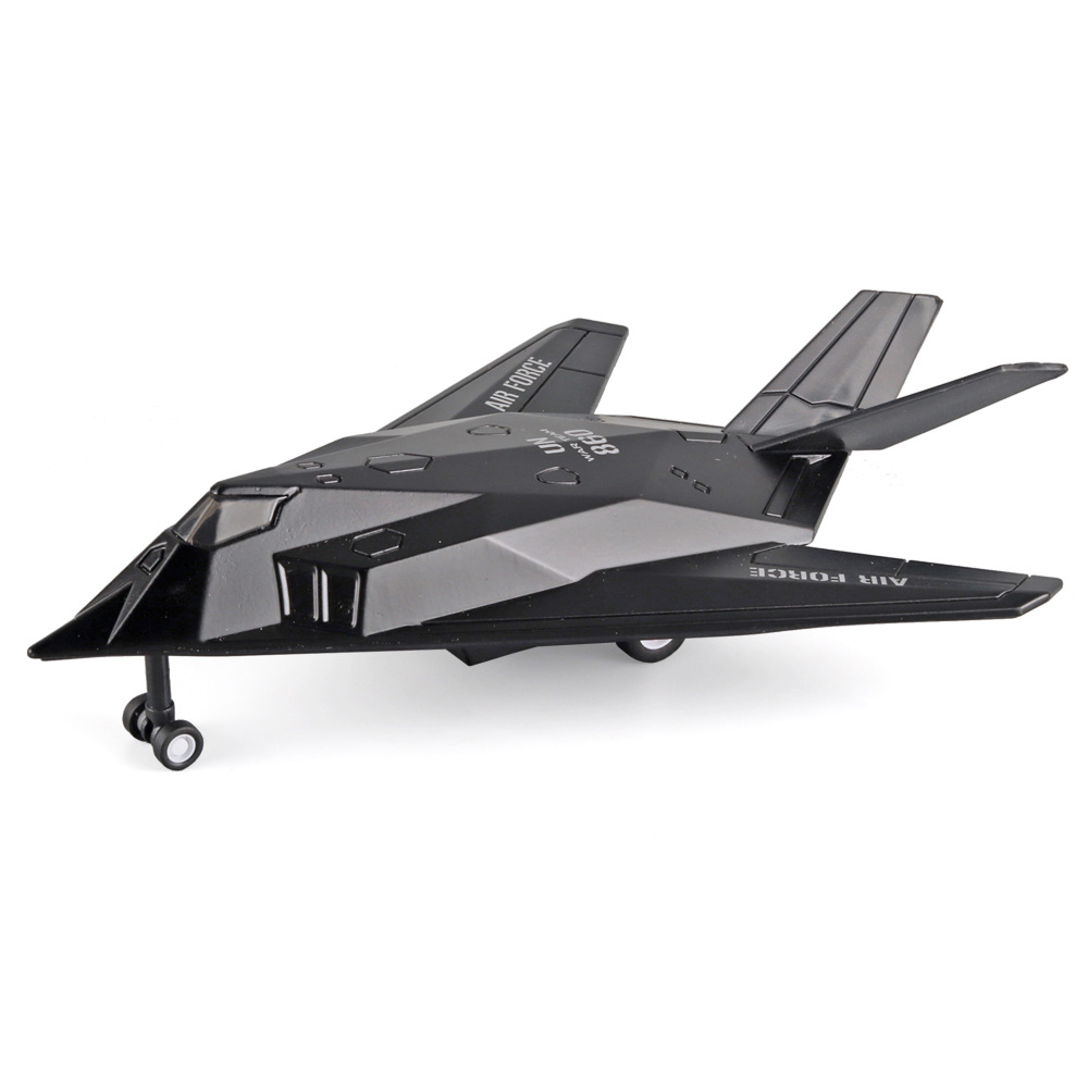 Aleación F117 luchador Tire hacia atrás sonido y luz Modelo de juguete avión infantil caja de color independiente transfronteriza