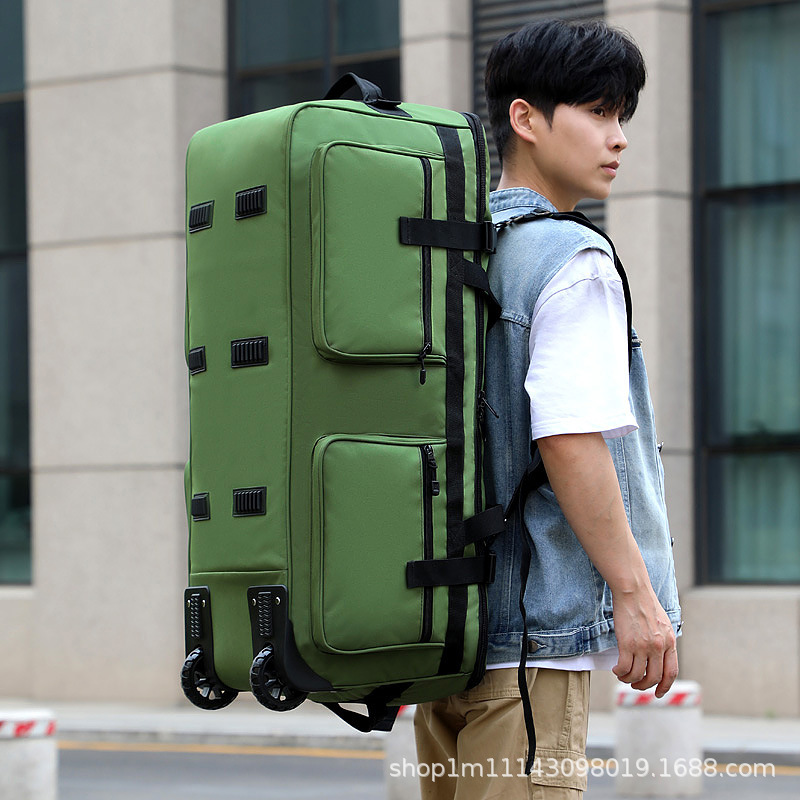 Nueva mochila de viaje de gran tamaño, rueda plegable portátil, bolsa de lona, bolsa de equipo para exteriores, bolsa de remolque multifuncional, bolsa de envío
