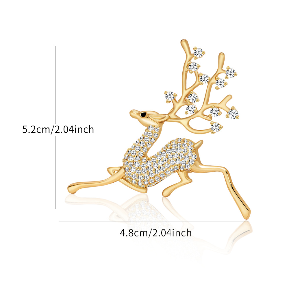 유럽과 미국의 크리스마스 하이 엔드 풀 다이아몬드 엘크 브로치 라이트 럭셔리 디자인 크리스마스 선물 절묘한 코세이지 세트 핀