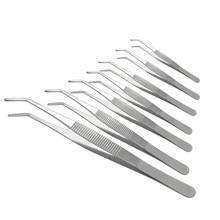 304不锈钢镊子圆弯头加长加厚敷料镊子鱼缸水草聂子工具维修夹子