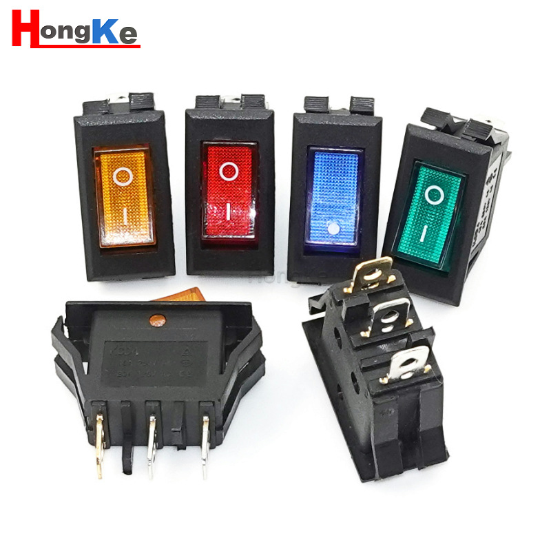 KCD4-101/N船型开关KCD3双卡带灯跷板电源开关12V 220V排插开关