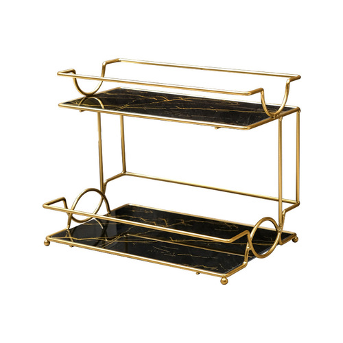 Light luxury bathroom storage rack without punching cosmetics and skin care product storage rack bathroom storage rack double layer large capacity
